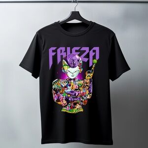 Black and Purple Anime Graphic Tee Short Sleeve